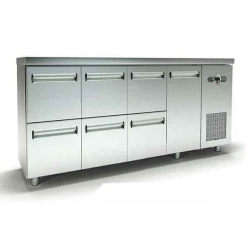 Ψυγείο πάγκος 225X60X87cm με 6 συρτάρια και 1 πόρτα GN INOXDOBROS PSM22560.6SIR